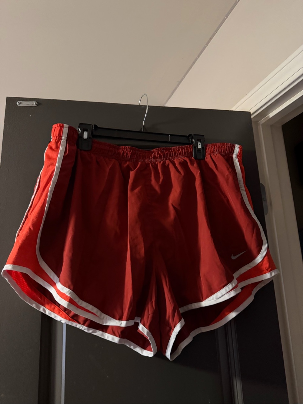 Nike Women's Red Athletic Shorts with White Trim